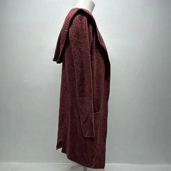Barefoot Dreams CozyChic Lite Relaxed Hooded Cardi with Pockets Mauve Pink XS - Picture 3 of 10